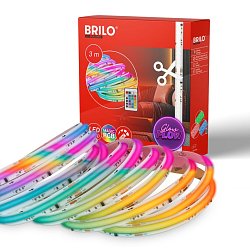 Obrázek pro produkt COB LED pásek 3m, dálkový ovladač, RGB IC dynamické barvy, bílý - BRILO