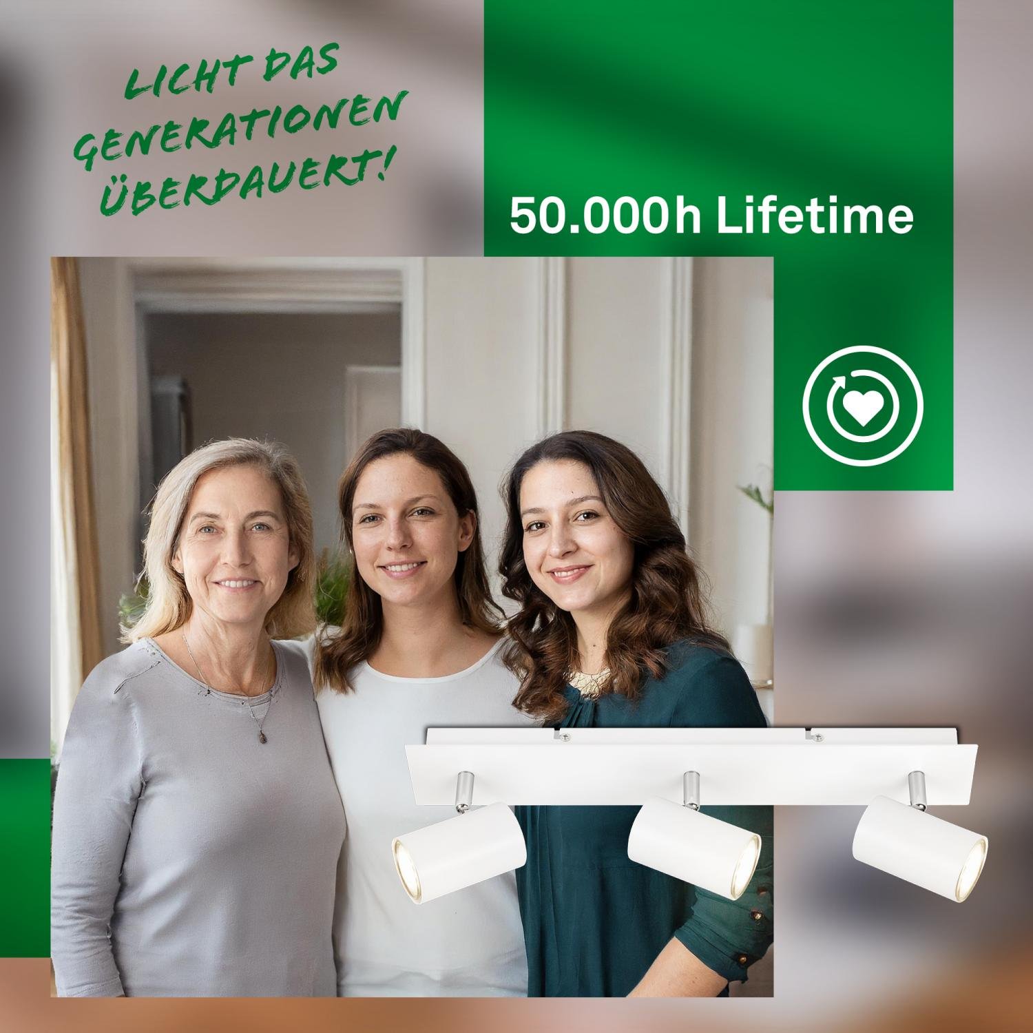 BRILO 2840036 Isil A LED stropní bodové svítidlo, energetická třída A, 3-ramenné, 50.000h životnost, nastavitelné, bílé - BRILO (obrázek 6)