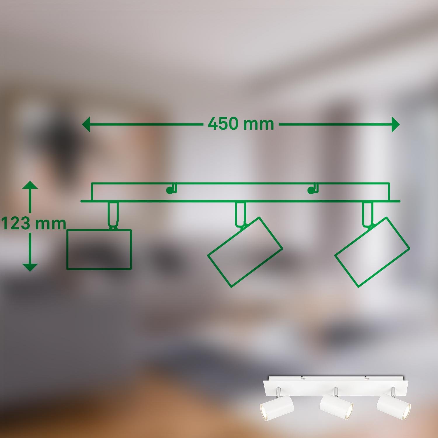 BRILO 2840036 Isil A LED stropní bodové svítidlo, energetická třída A, 3-ramenné, 50.000h životnost, nastavitelné, bílé - BRILO (obrázek 9)
