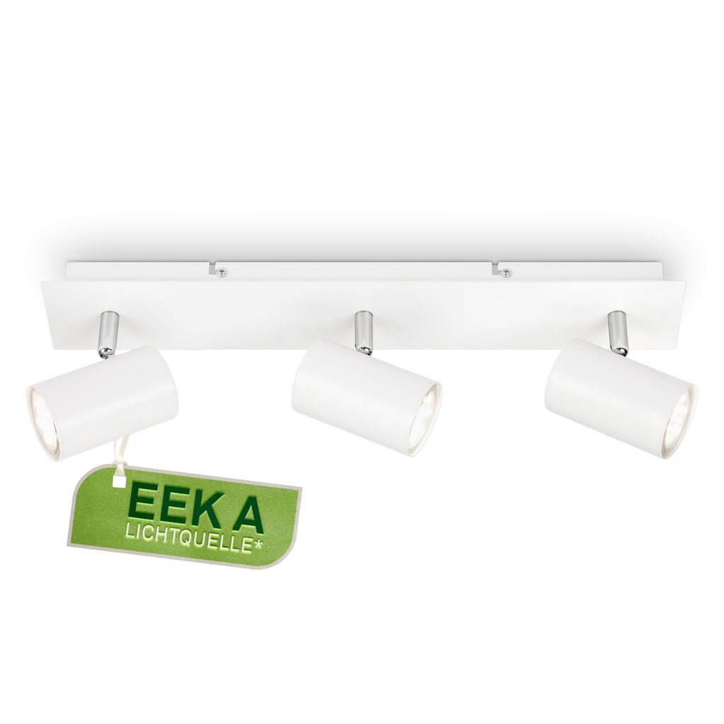 BRILO 2840036 Isil A LED stropní bodové svítidlo, energetická třída A, 3-ramenné, 50.000h životnost, nastavitelné, bílé - BRILO