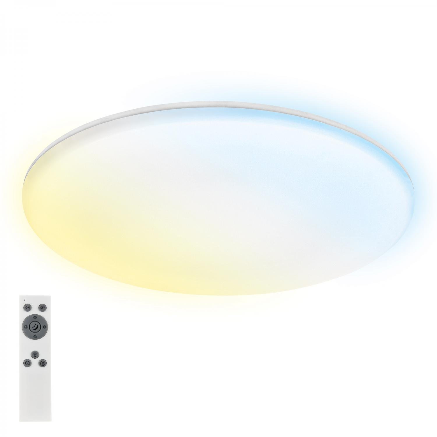 BRILO 3834016 Rowny LED stropní svítidlo do koupelny, dálkový ovladač, stmívatelné, CCT, přímé a nepřímé osvětlení, kruhové 35 cm, bílé - BRILO