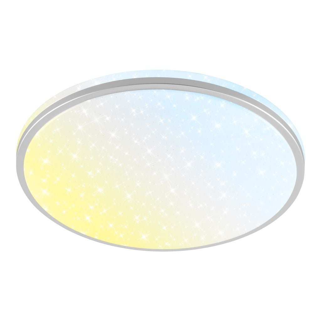 BRILO 3895014 Stela stropní svítidlo pr.33 cm - 22W, 2400lm, LED, stmívatelné, CCT, dálkový ovladač, matný chrom - BRILO