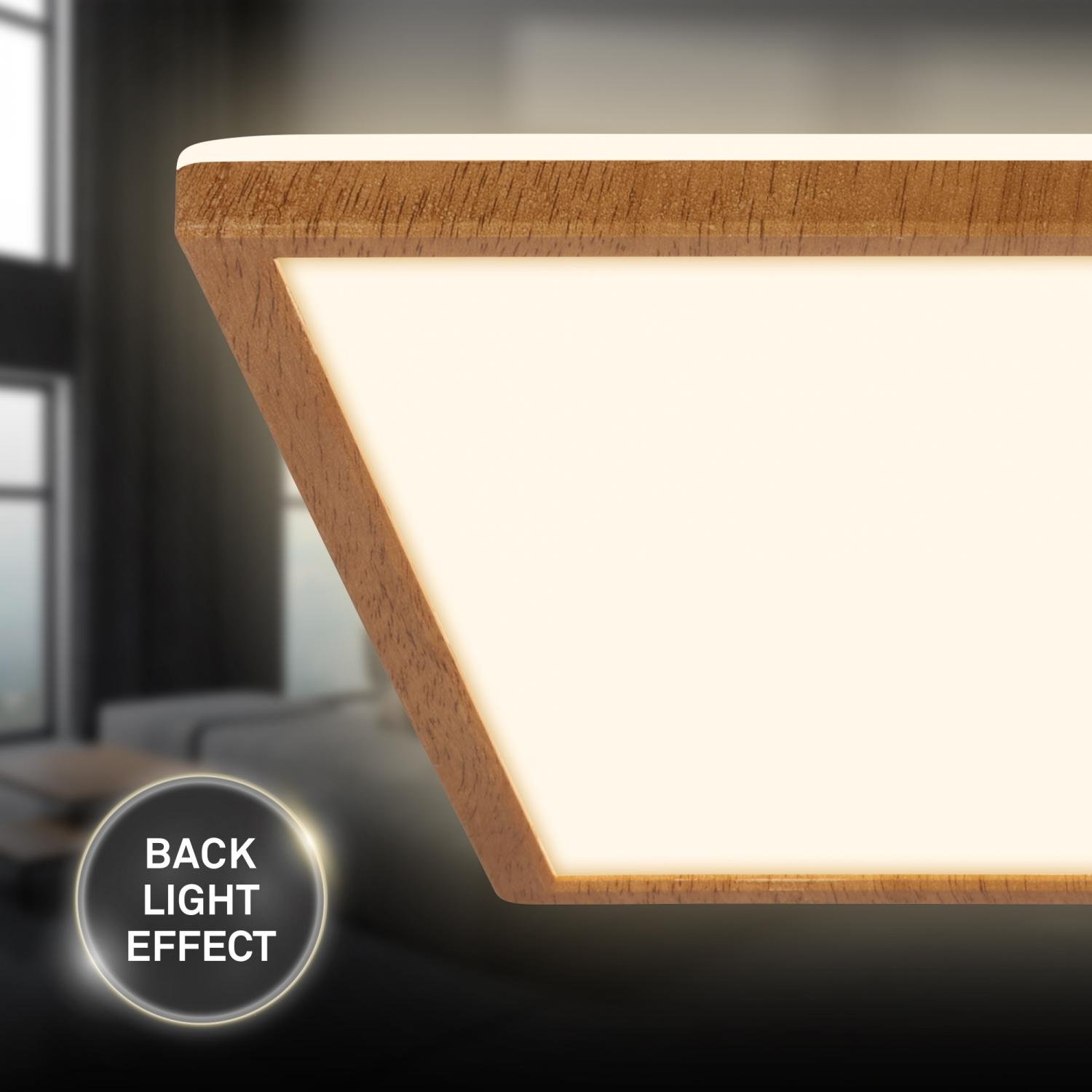 BRILO 7453314 Tava Wood LED stropní svítidlo, přímé a nepřímé osvětlení, ploché, imitace dřeva, 42x42 cm - BRILO (obrázek 4)