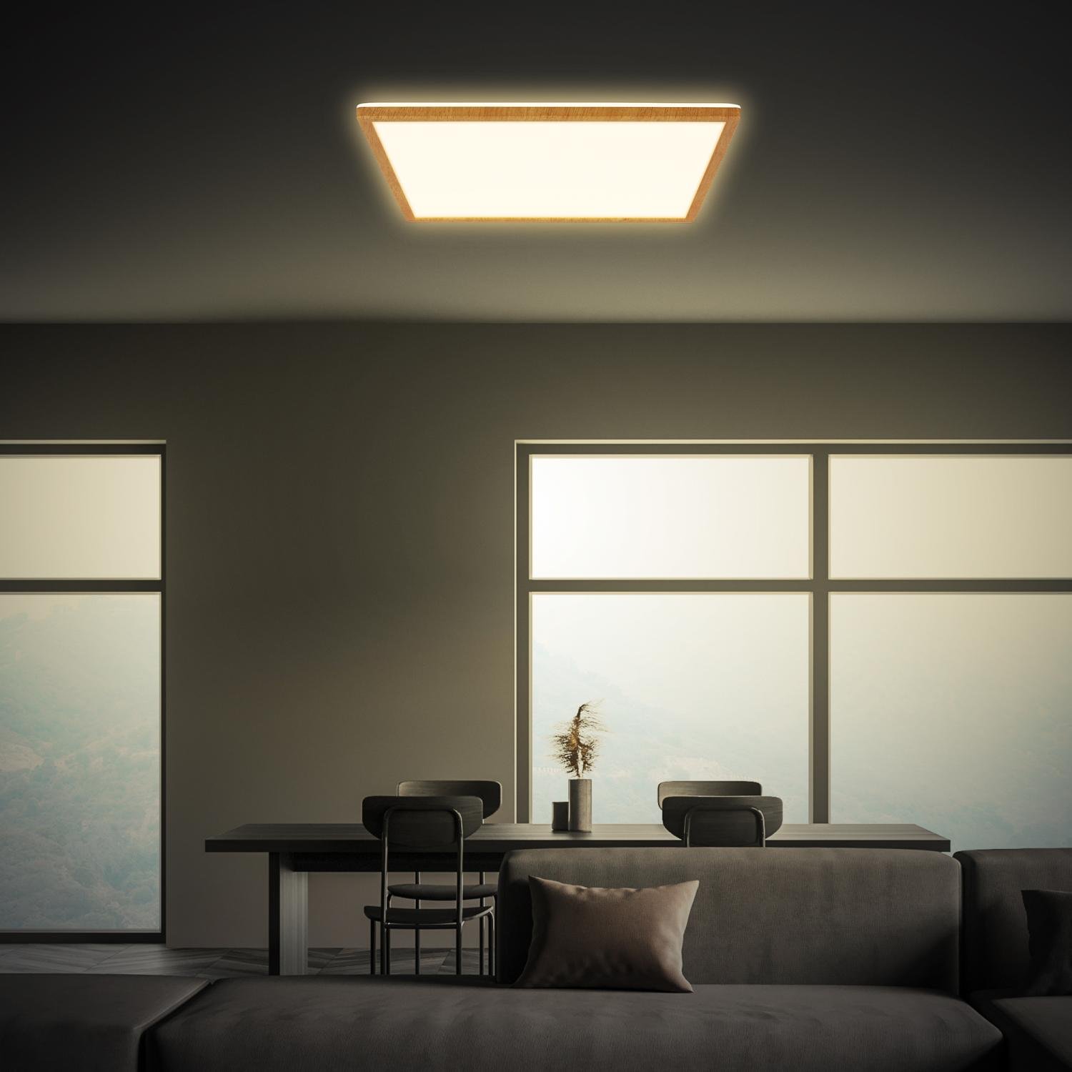 BRILO 7453314 Tava Wood LED stropní svítidlo, přímé a nepřímé osvětlení, ploché, imitace dřeva, 42x42 cm - BRILO (obrázek 5)