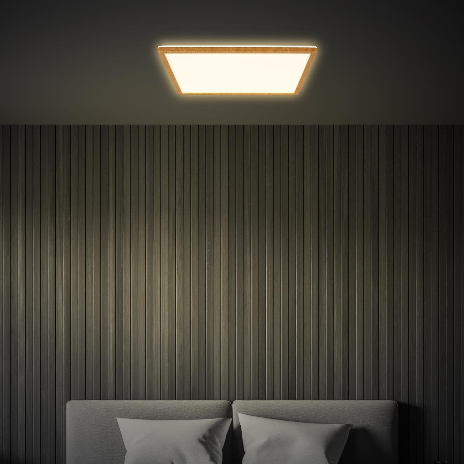 BRILO 7453314 Tava Wood LED stropní svítidlo, přímé a nepřímé osvětlení, ploché, imitace dřeva, 42x42 cm - BRILO (obrázek 6)