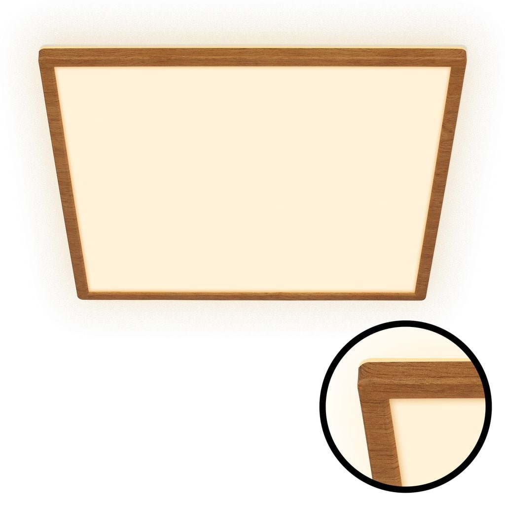 BRILO 7453314 Tava Wood LED stropní svítidlo, přímé a nepřímé osvětlení, ploché, imitace dřeva, 42x42 cm - BRILO