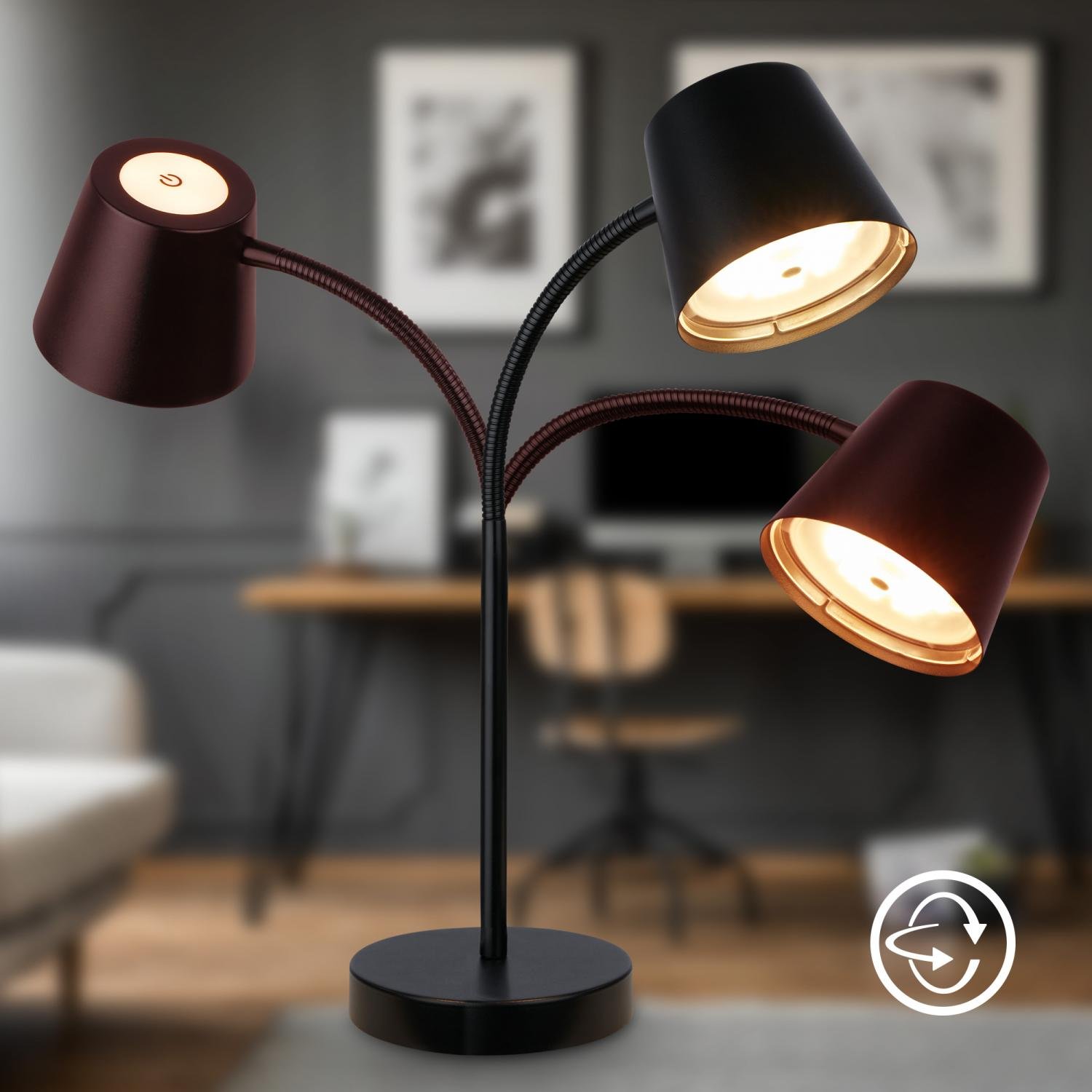 BRILO 7502015 Biwo LED bezdrátová stolní lampička, stmívatelná, nastavitelná, černá - BRILO (obrázek 5)