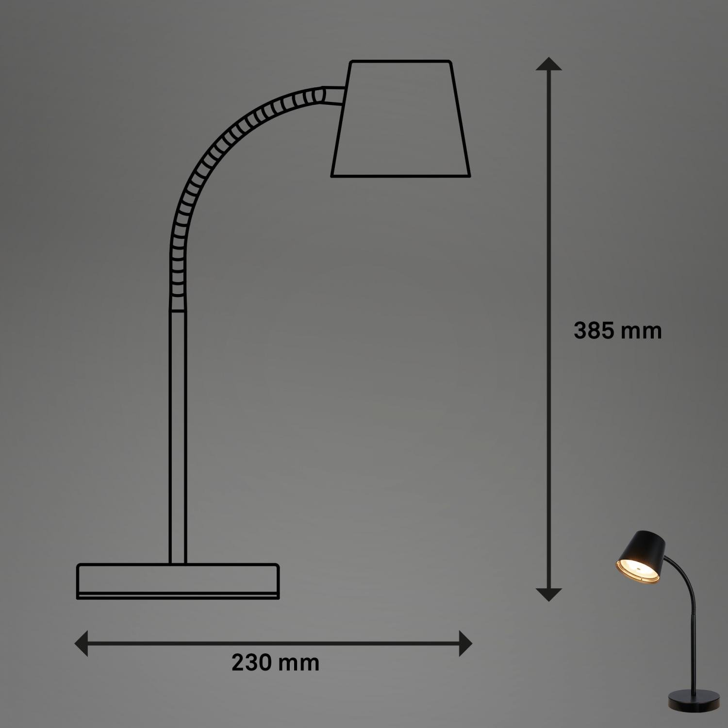 BRILO 7502015 Biwo LED bezdrátová stolní lampička, stmívatelná, nastavitelná, černá - BRILO (obrázek 10)