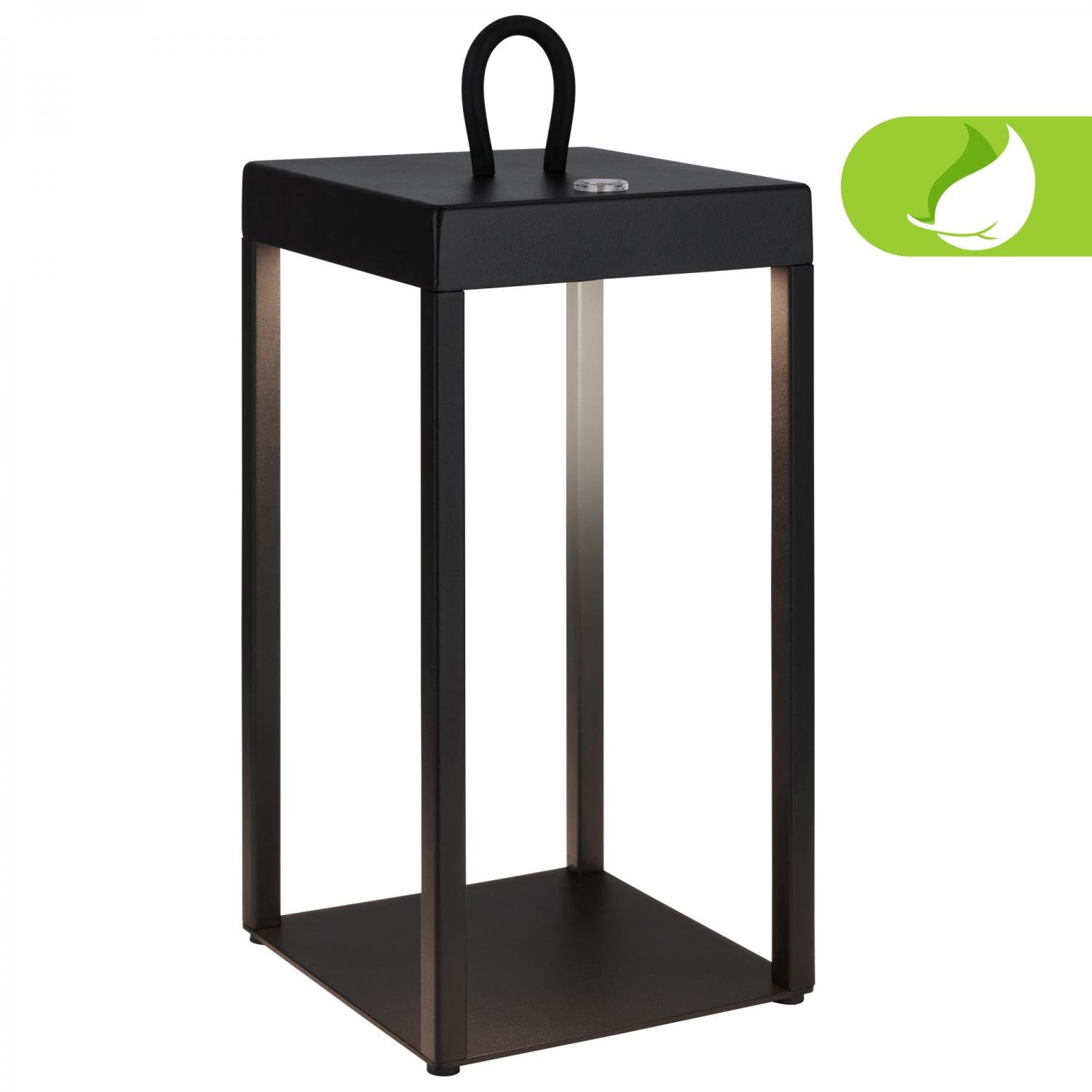 BRILO 7511015 Luca LED bezdrátová lucerna IP44, stmívatelná, dotykový vypínač, černá - BRILO