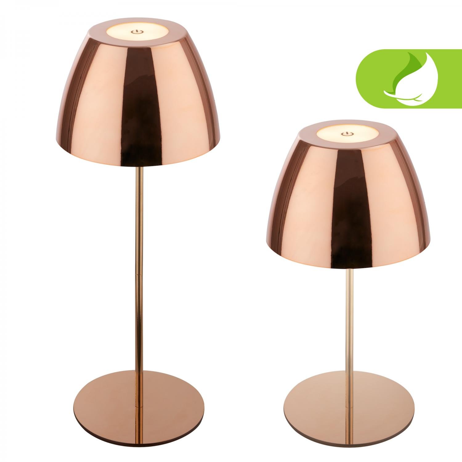 BRILO 7522013 Serina LED bezdrátová stolní lampička IP44, stmívatelná, dotykový vypínač, měď - BRILO