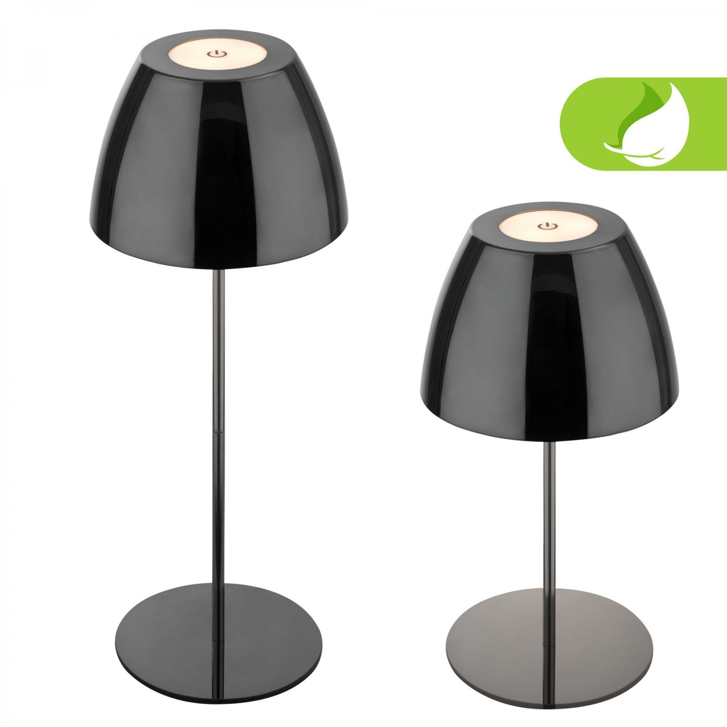 BRILO 7522018 Serina LED bezdrátová stolní lampička IP44, stmívatelná, dotykový vypínač, černá/chrom - BRILO