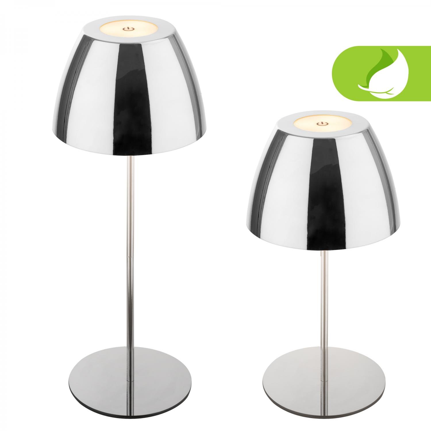 BRILO 7522118 Serina LED bezdrátová stolní lampička IP44, stmívatelná, dotykový vypínač, chrom - BRILO