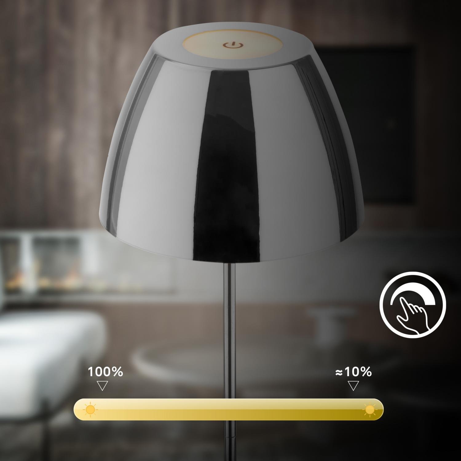 BRILO 7522118 Serina LED bezdrátová stolní lampička IP44, stmívatelná, dotykový vypínač, chrom - BRILO (obrázek 4)