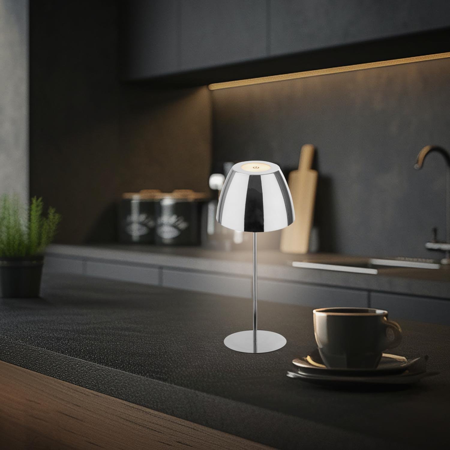 BRILO 7522118 Serina LED bezdrátová stolní lampička IP44, stmívatelná, dotykový vypínač, chrom - BRILO (obrázek 9)