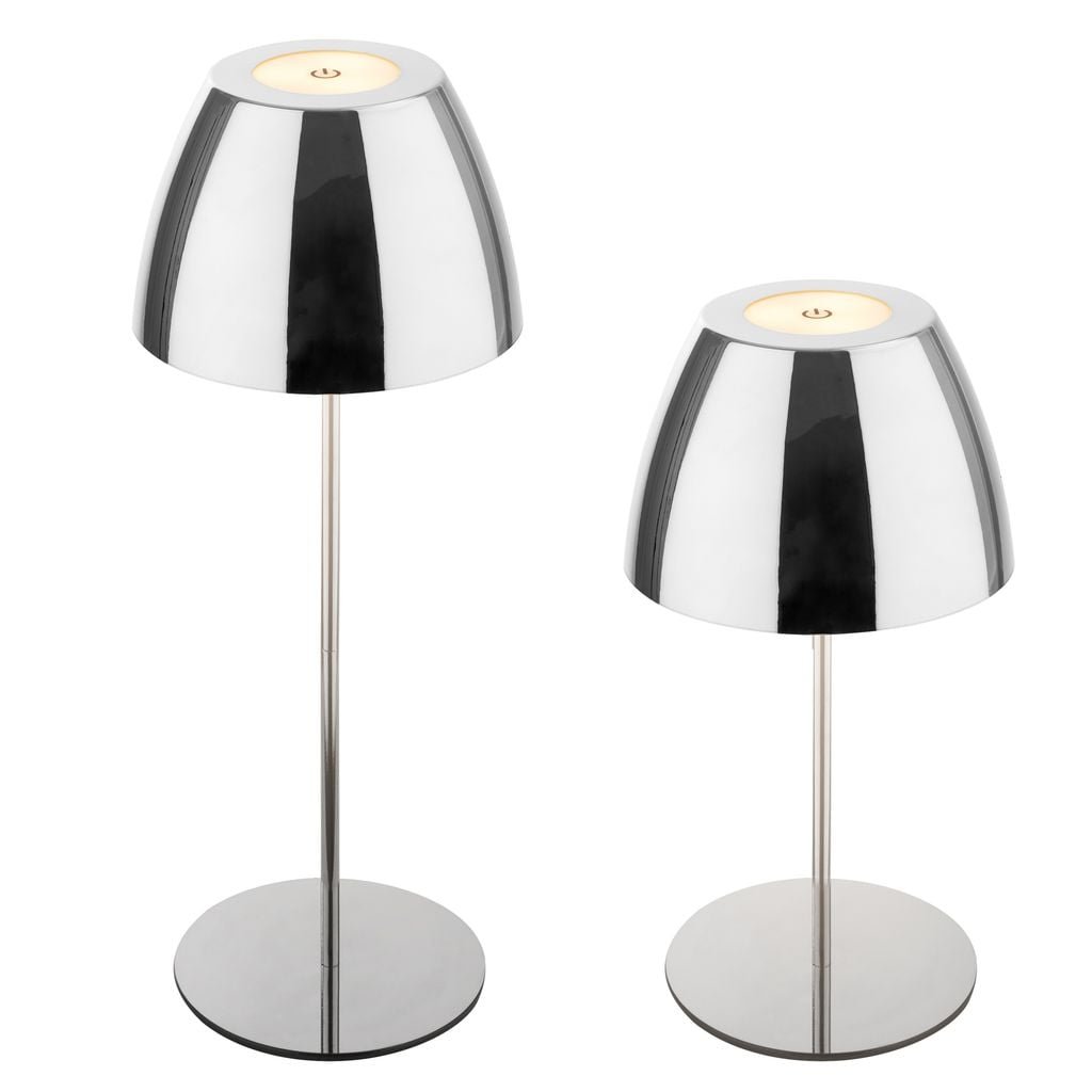 BRILO 7522118 Serina LED bezdrátová stolní lampička IP44, stmívatelná, dotykový vypínač, chrom - BRILO
