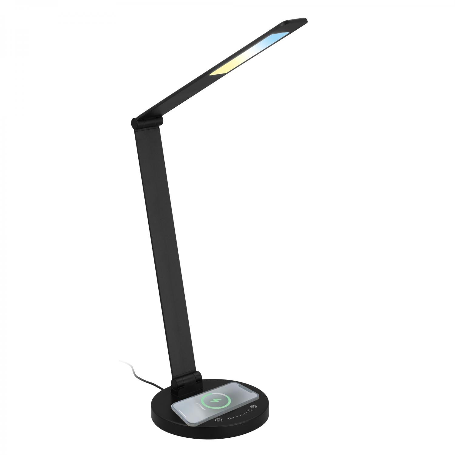 BRILO 7543015 Cuma LED lampa na psací stůl, bezdrátové nabíjení telefonu, stmívatelná, černá - BRILO