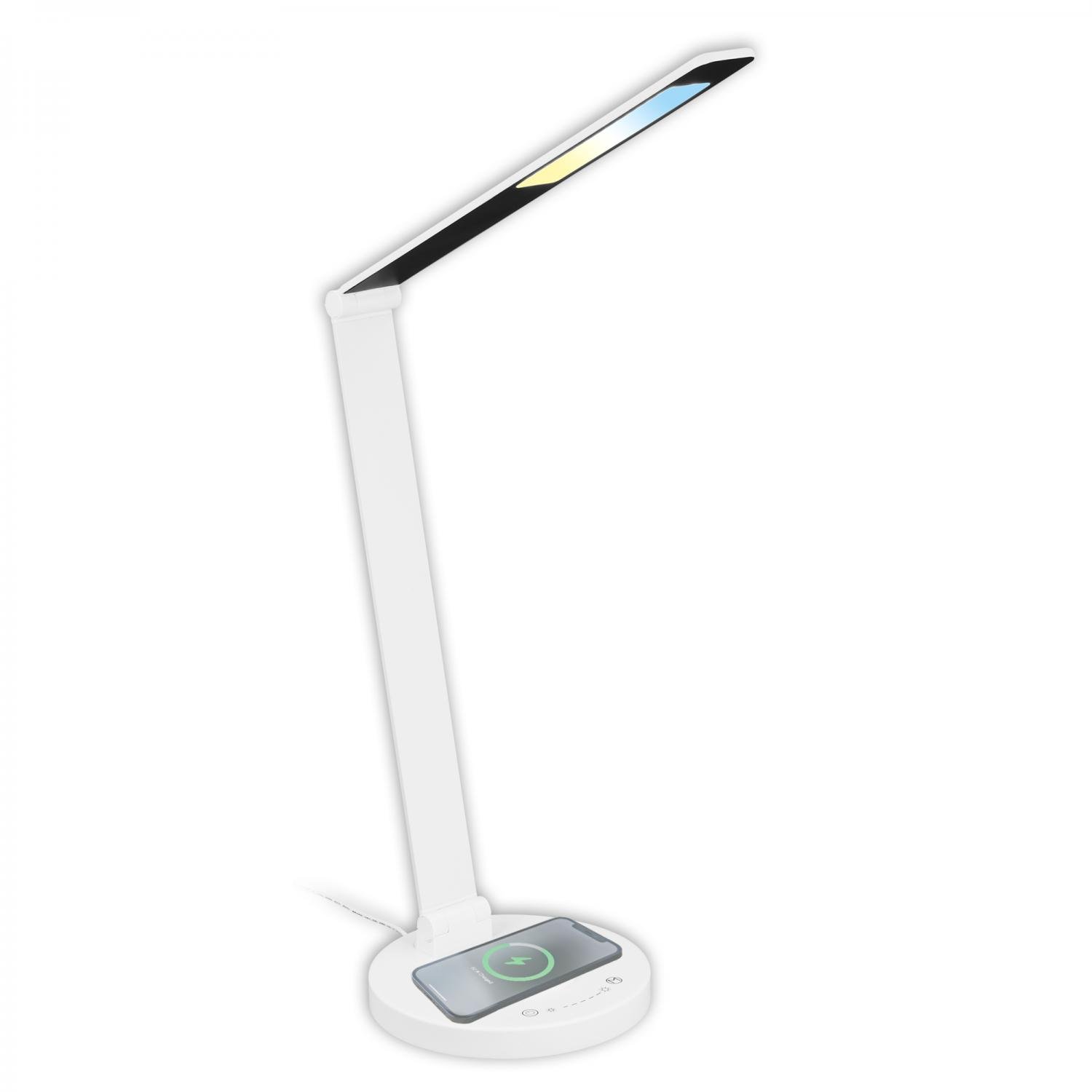 BRILO 7543016 Cuma LED lampa na psací stůl, bezdrátové nabíjení telefonu, stmívatelná, bílá - BRILO