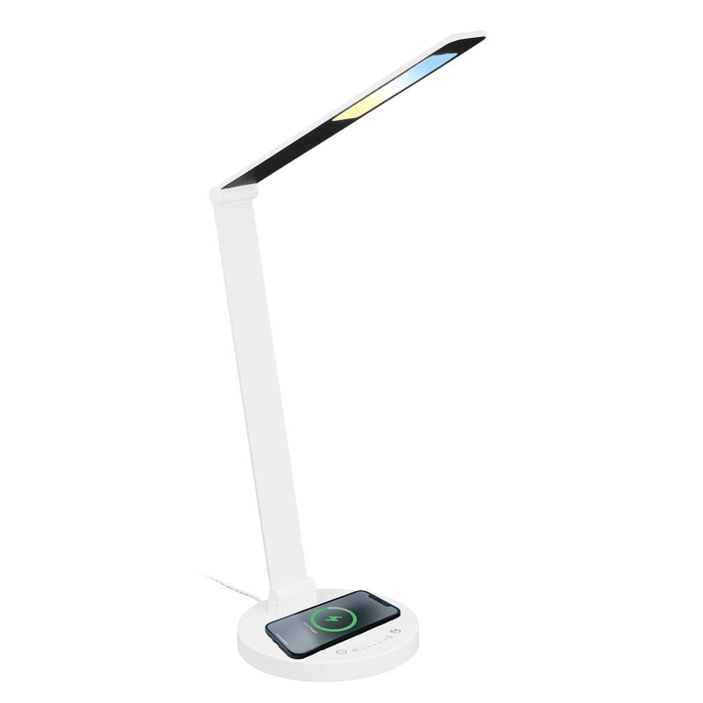 BRILO 7543016 Cuma LED lampa na psací stůl, bezdrátové nabíjení telefonu, stmívatelná, bílá - BRILO