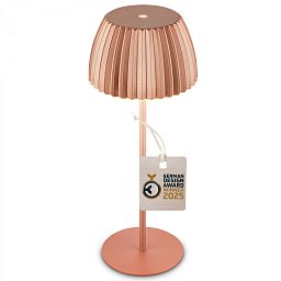 Obrázek pro produkt BRILONER Nabíjecí stolní lampa Riffle - 36,5 cm, 2W, 200lm, IP44, bezdrátová, LED, stmívatelná, dotykový vypínač, měď 7553013