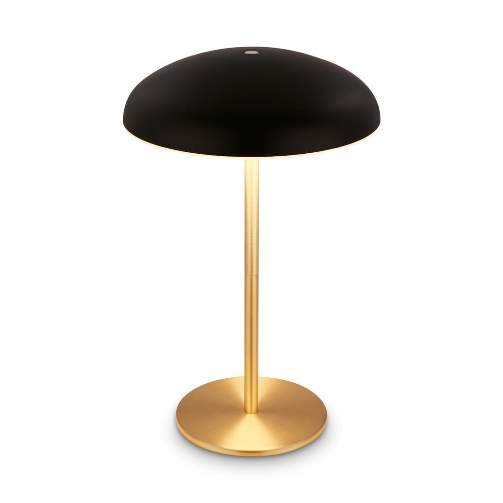 BRILO 7573015 Caxa stolní lampa - 2,8W, 300lm, bezdrátová, IP44, LED, stmívatelná, dotykový vypínač, černá/mosaz - BRILO