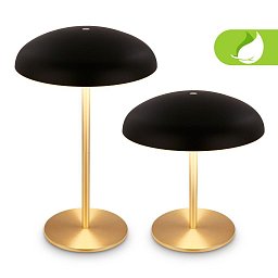 Obrázek pro produkt BRILONER Caxa stolní lampa - 2,8W, 300lm, bezdrátová, IP44, LED, stmívatelná, dotykový vypínač, černá/mosaz 7573015