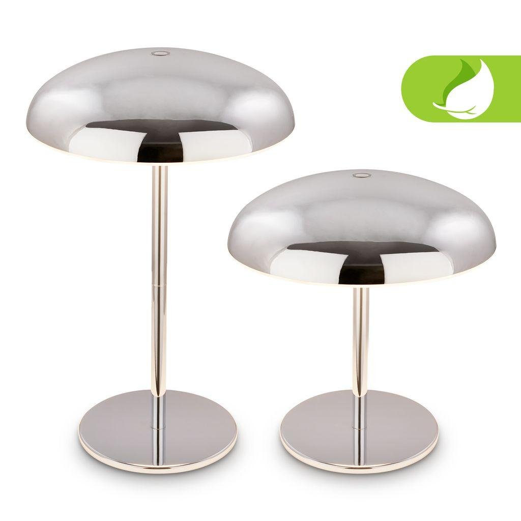 BRILO 7573018 Caxa stolní lampa - 2,8W, 300lm, bezdrátová, IP44, LED, stmívatelná, dotykový vypínač, chrom - BRILO