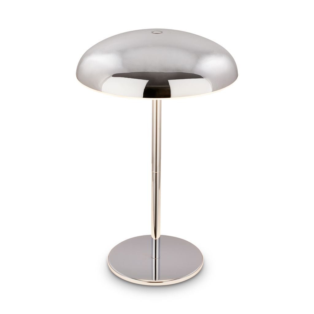 BRILO 7573018 Caxa stolní lampa - 2,8W, 300lm, bezdrátová, IP44, LED, stmívatelná, dotykový vypínač, chrom - BRILO
