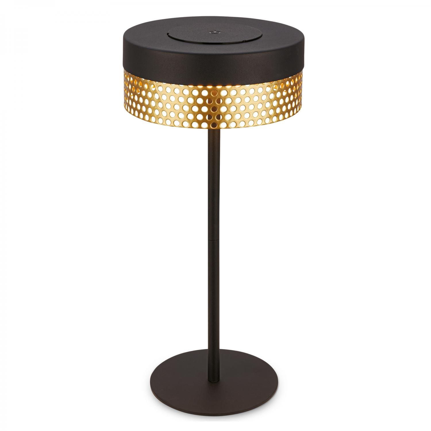 BRILO 7576015 Booha stolní lampa - 2,5W, 300lm, bezdrátová, IP44, LED, stmívatelná, teplá bílá, černá/zlatá - BRILO