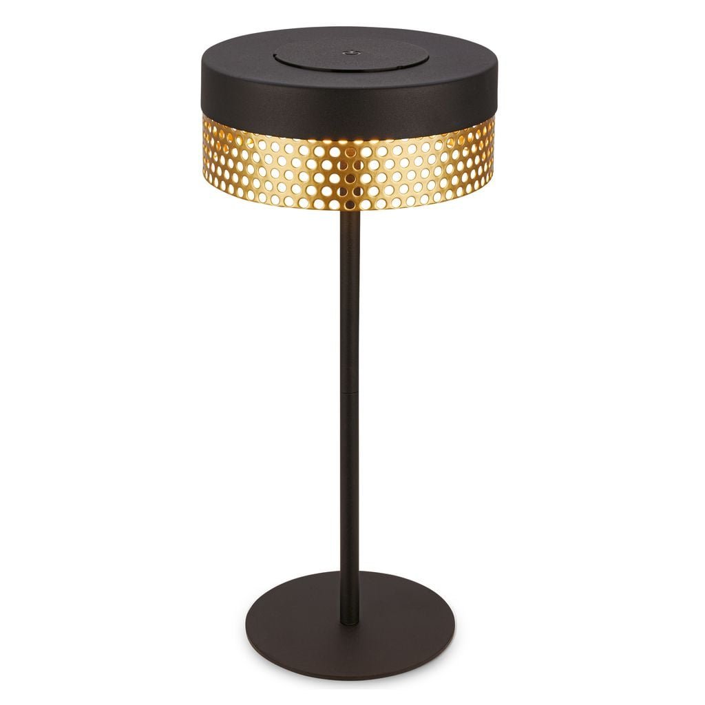BRILO 7576015 Booha stolní lampa - 2,5W, 300lm, bezdrátová, IP44, LED, stmívatelná, teplá bílá, černá/zlatá - BRILO