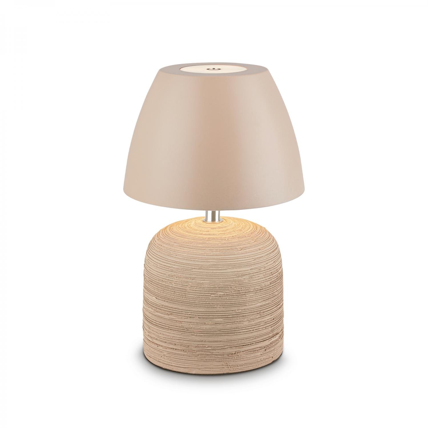 Levně BRILO 7593011 Cera stolní lampa - 2,5W, 200lm, bezdrátová, IP44, LED, stmívatelná, teplá bílá, béžová - BRILO