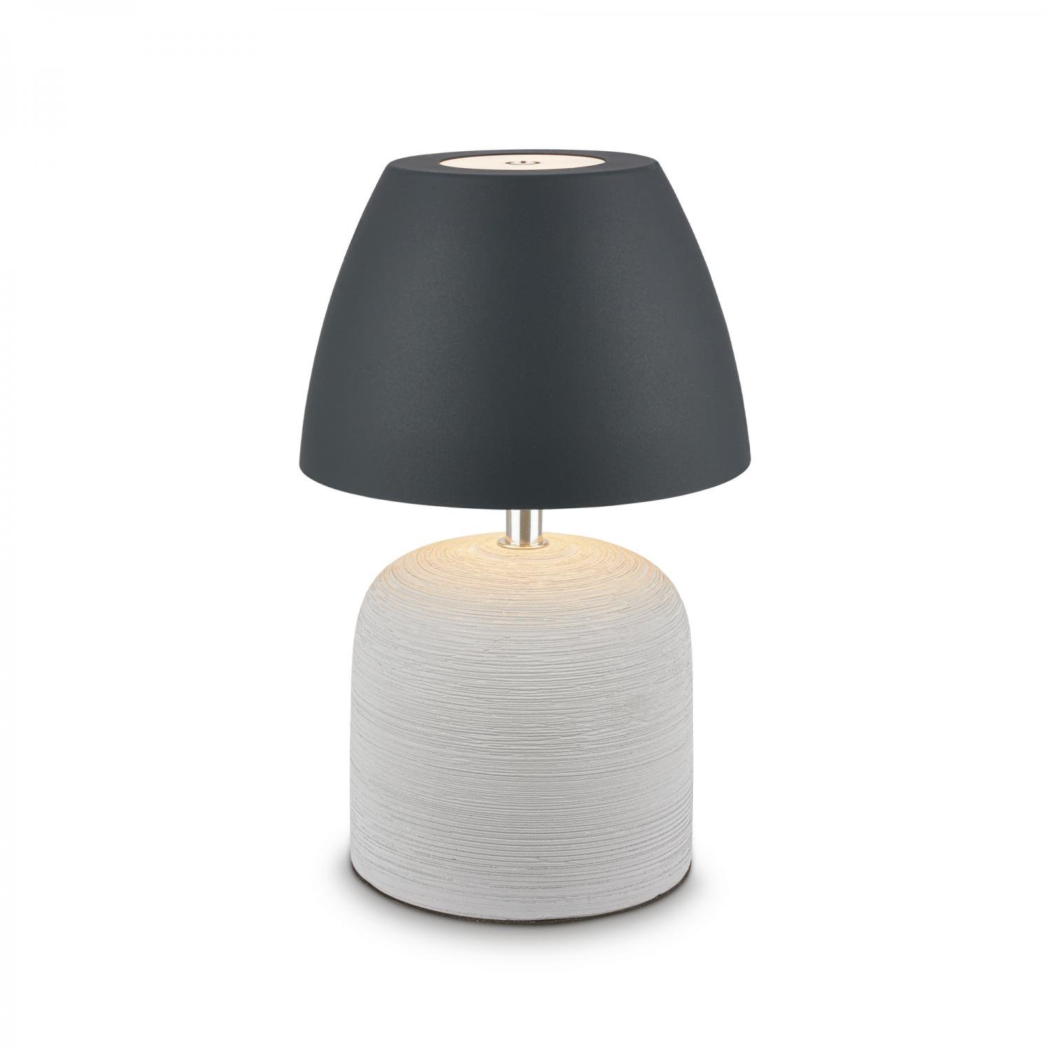 BRILO 7593015 Cera stolní lampa - 2,5W, 200lm, bezdrátová, IP44, LED, stmívatelná, teplá bílá, šedá/antracit - BRILO