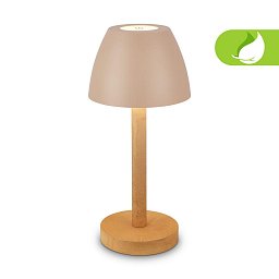 Obrázek pro produkt BRILONER Serina Wood stolní lampa - 2,5W, 200lm, bezdrátová, LED, dotykový vypínač, IP44, stmívatelná, béžová/dřevo 7661011