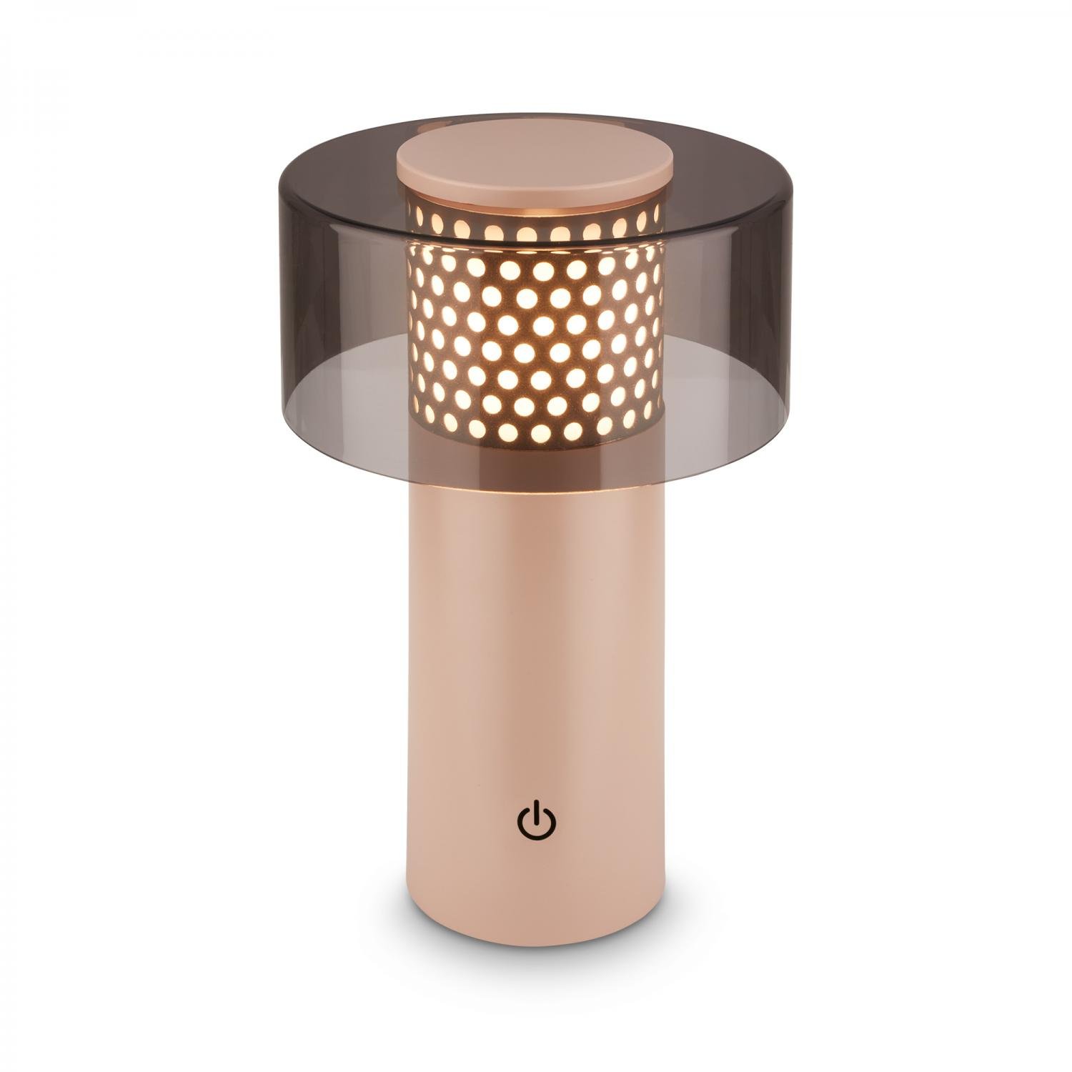 BRILO 7669011 Gila stolní lampa - 2,6W, 200lm, bezdrátová, LED, IP44, dotykový vypínač, stmívatelná, antracit/béžová - BRILO
