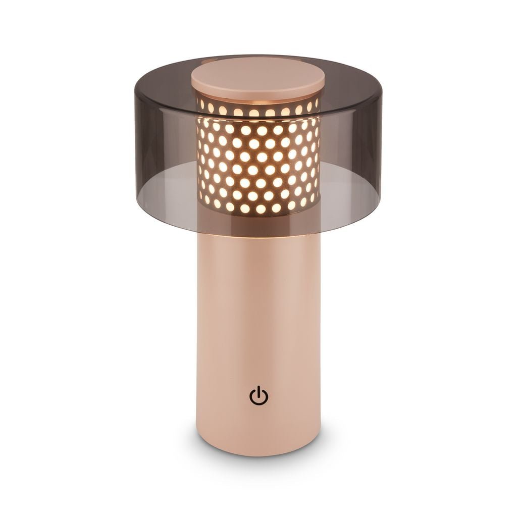 BRILO 7669011 Gila stolní lampa - 2,6W, 200lm, bezdrátová, LED, IP44, dotykový vypínač, stmívatelná, antracit/béžová - BRILO