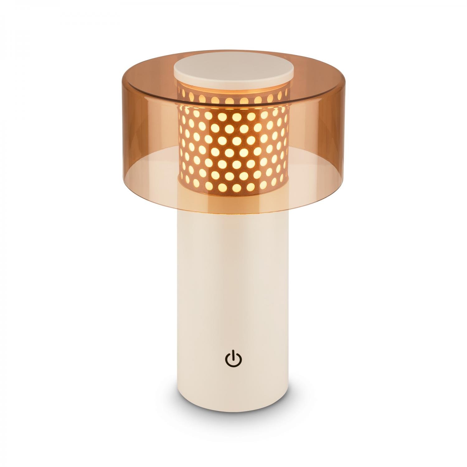 BRILO 7669014 Gila stolní lampa - 2,6W, 200lm, bezdrátová, LED, IP44, dotykový vypínač, stmívatelná, kávová/světlešedá - BRILO
