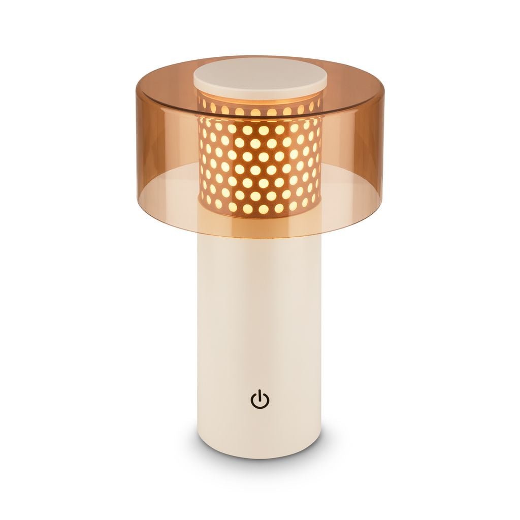 BRILO 7669014 Gila stolní lampa - 2,6W, 200lm, bezdrátová, LED, IP44, dotykový vypínač, stmívatelná, kávová/světlešedá - BRILO