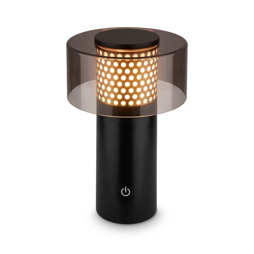 BRILO 7669015 Gila stolní lampa - 2,6W, 200lm, bezdrátová, LED, IP44, dotykový vypínač, stmívatelná, černá/zlatá - BRILO