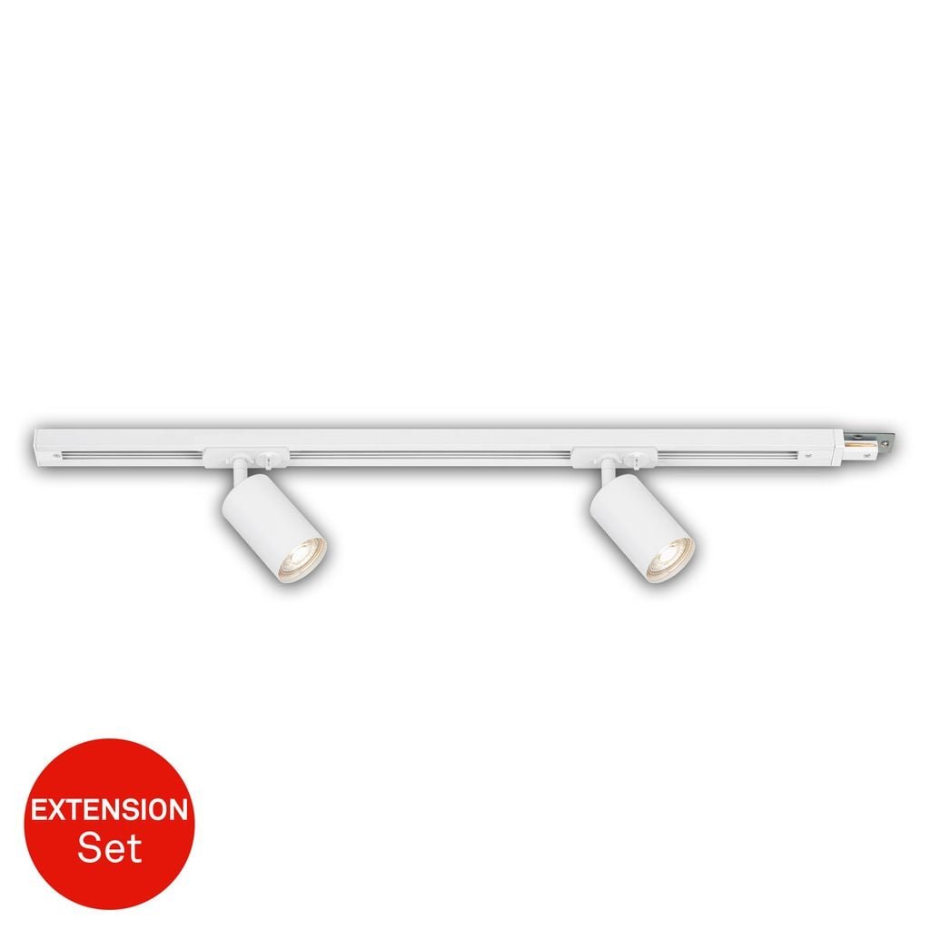 BRILO 8001026 Prodlužovací sada lištový systém 230V – 1x lišta 0,75 cm, 2 spoty GU10, bílé - BRILO