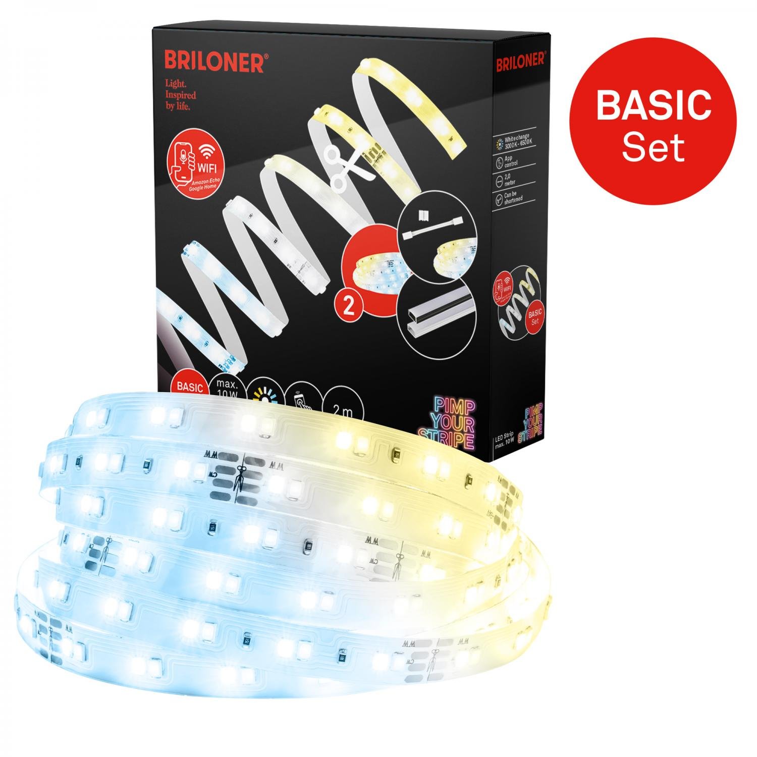 BRI 2152224 Pimp Your Stripe startovací sada LED pásek 2m, WiFi, CCT, hlasové ovládání - BRILONER