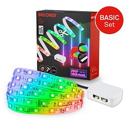 Obrázek pro produkt Startovací sada RGB LED pásek pro nástěnné panely – 260cm, dálkový ovladač, vč. rozbočovače - BRILONER