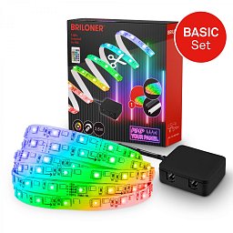 Obrázek pro produkt BRILONER Startovací sada RGB LED pásek pro nástěnné panely – 260cm, dálkový ovladač, vč. rozbočovače 8022252