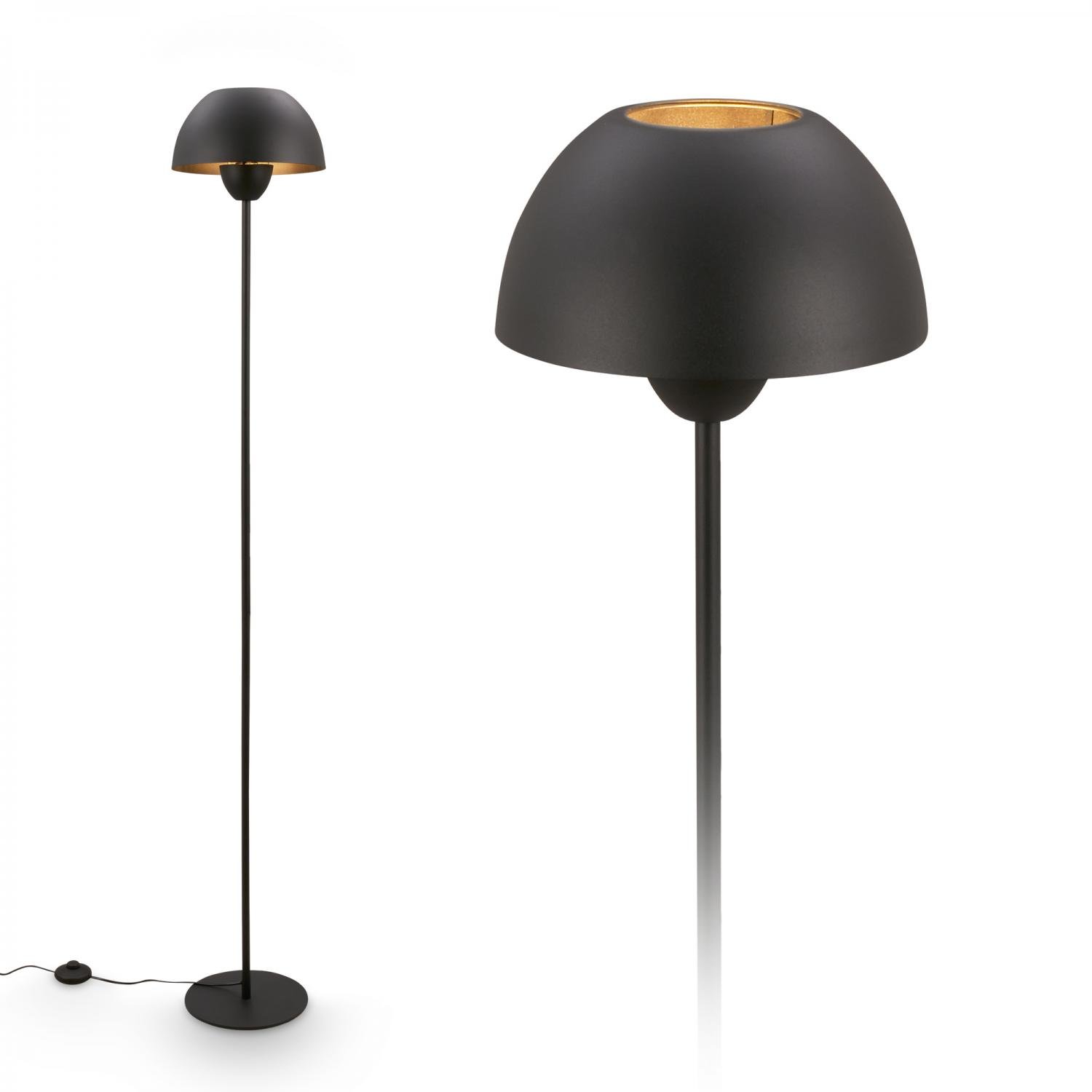 BRILO 1591015 Gryde stojanová lampa – s vypínačem, E27 patice, max. 10W, černá - BRILO