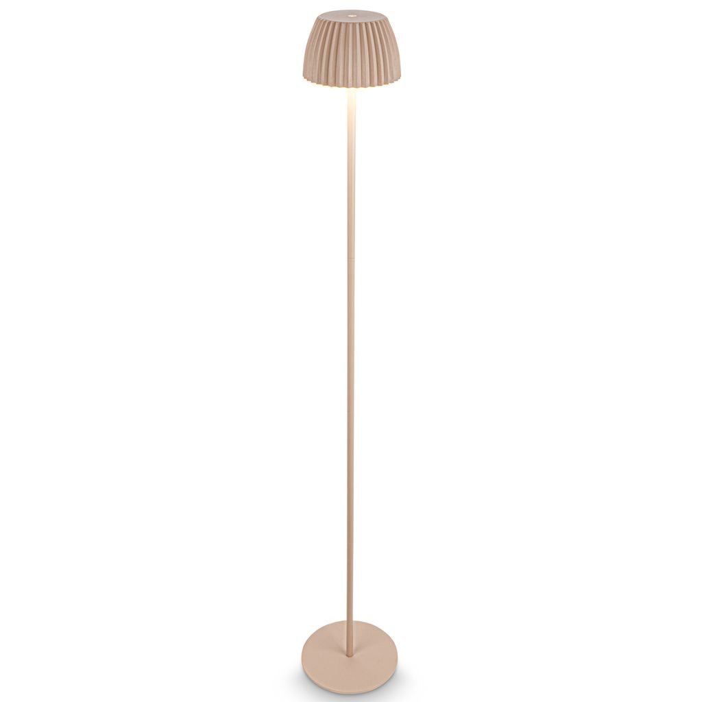 BRILO 1238011 nabíjecí stojanová lampa Riffle - 124 cm, 4,2W, 400lm, bezdrátová, LED, stmívatelná, dotykový vypínač, béžová - BRILO