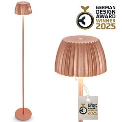 Obrázek pro produkt nabíjecí stojanová lampa Riffle - 124 cm, 4,2W, 400lm, bezdrátová, LED, stmívatelná, dotykový vypínač, měď - BRILO