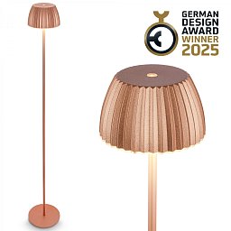 Obrázek pro produkt BRILONER nabíjecí stojanová lampa Riffle - 124 cm, 4,2W, 400lm, bezdrátová, LED, stmívatelná, dotykový vypínač, měď 1238013