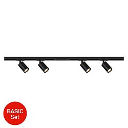 Obrázek pro produkt Startovací sada lištový systém 150cm – 2x 230V lišta 1-fázová, 4 spoty GU10, černá - BRILO