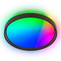 Obrázek pro produkt Jus stropní svítidlo pr.48 cm - 44W, 4800lm, LED, stmívatelné, dálkový ovladač, RGBIC, CCT, černá/bílá - BRILO