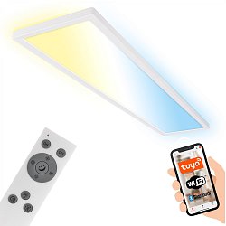 Obrázek pro produkt Tava LED stropní svítidlo 98cm, Smart, ovládání hlasem nebo v aplikaci, dálkové ovládání, bílé - BRILO