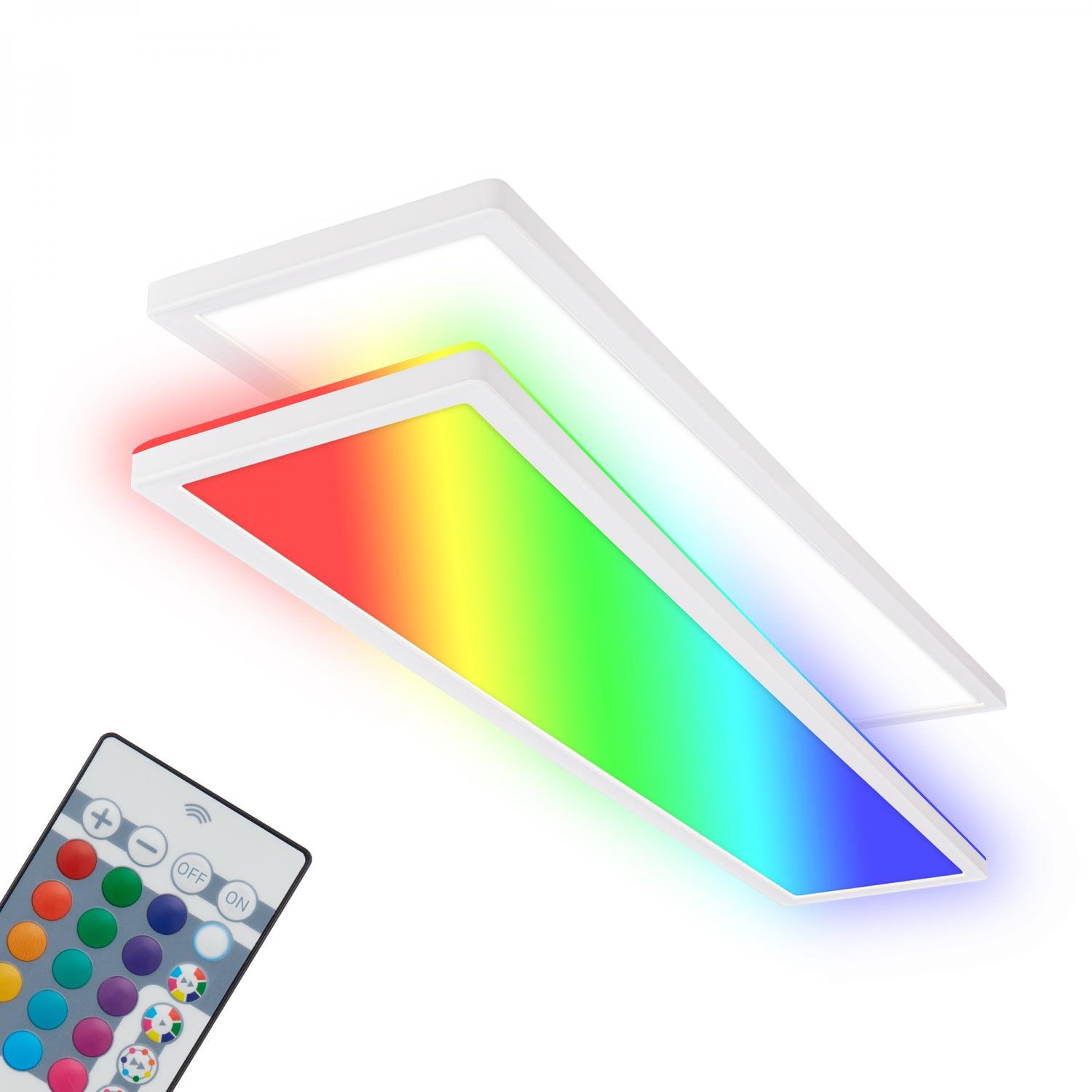 BRILO 7540016 Tava LED stropní svítidlo, dálkový ovladač, RGB, ploché, stmívatelné, bílé - BRILO