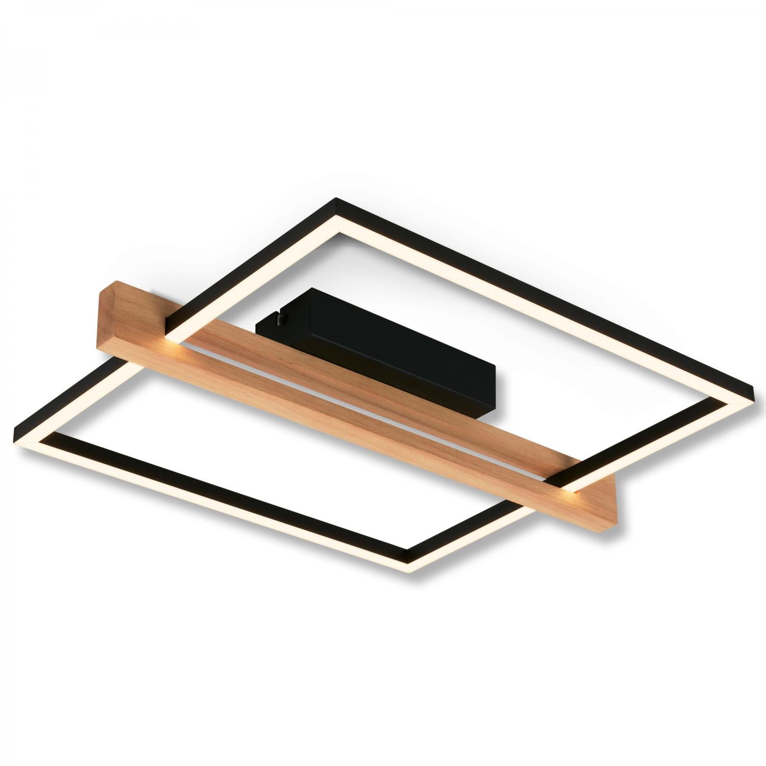 BRI 3842014 Moldura LED stropní svítidlo, stmívatelné, paměťová funkce, 14W, 1650 lm, černá/dřevo - BRILONER